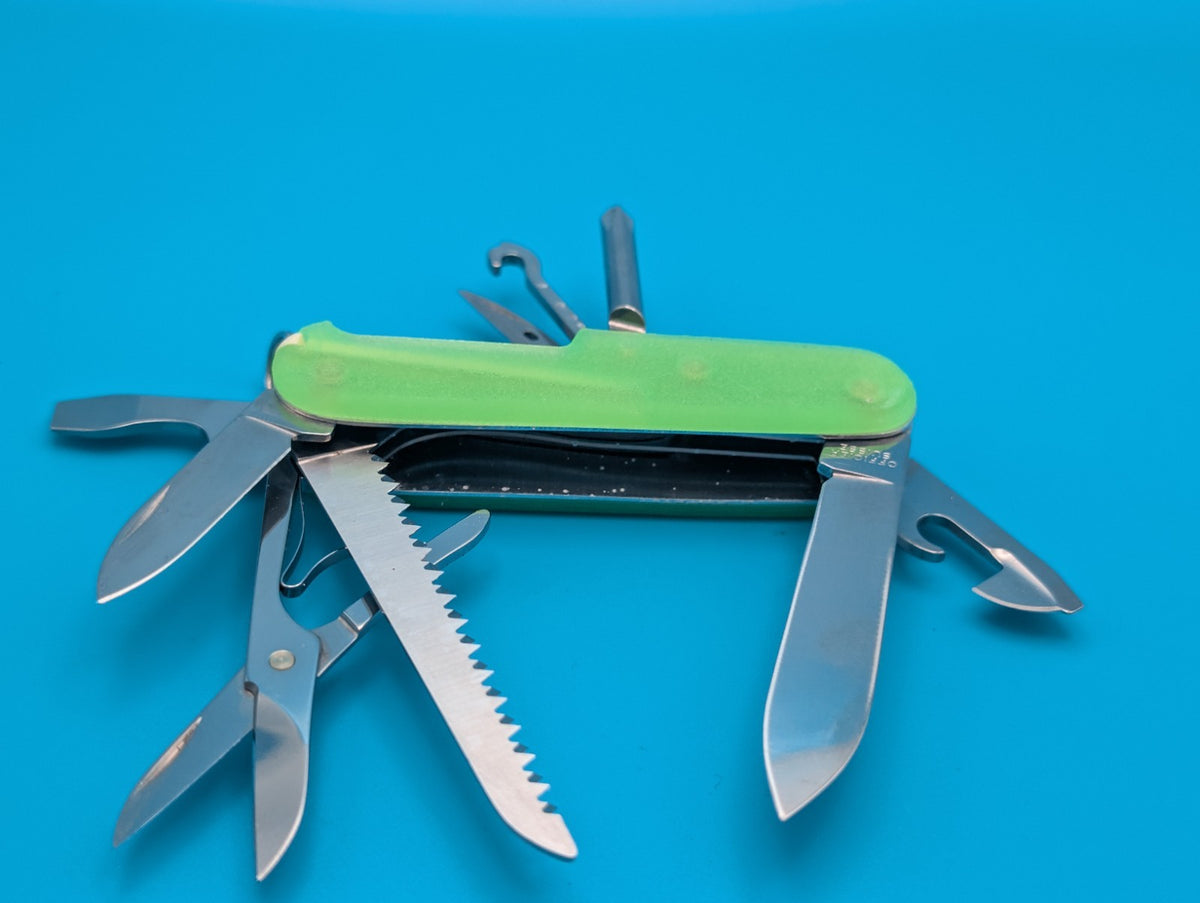 Custom Victorinox Fieldmaster Firefly Green Glow in the Dark Swiss Army Knife!