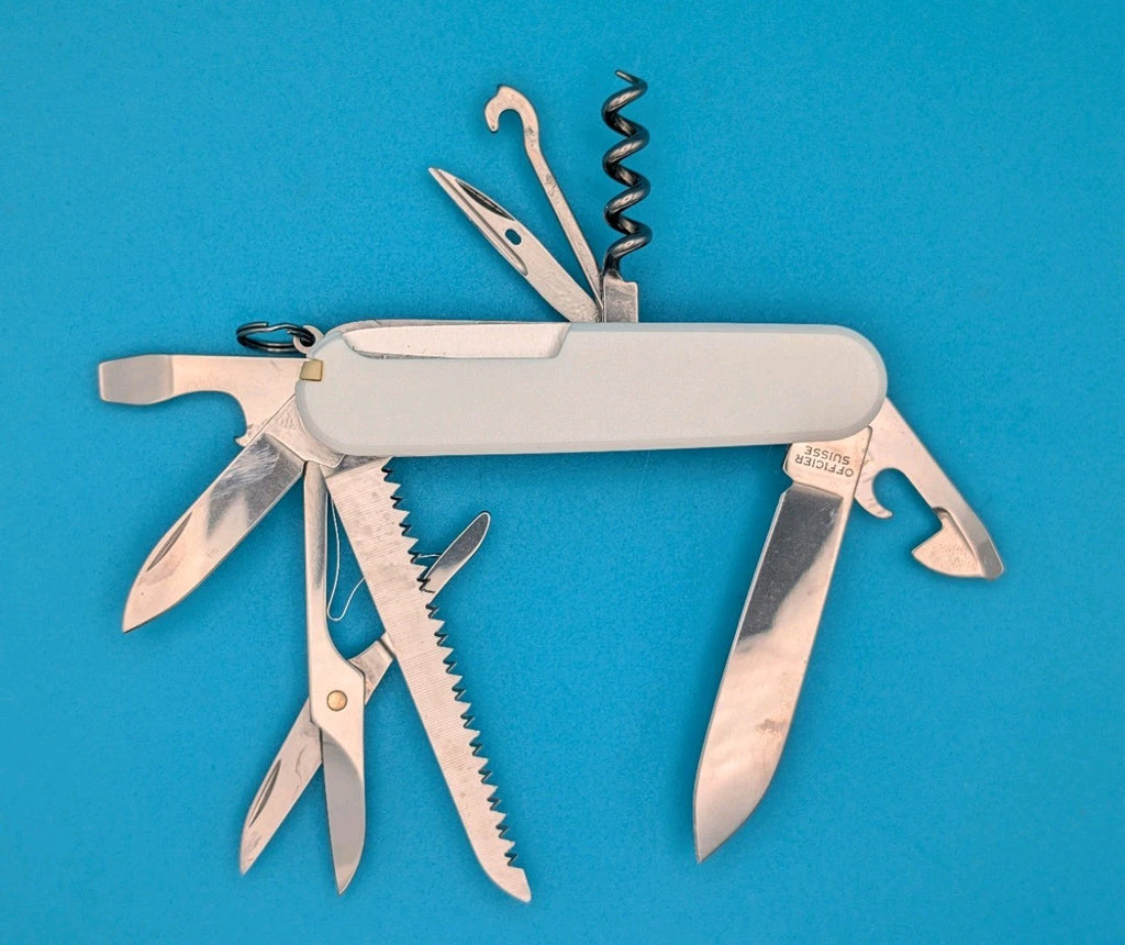 Custom Victorinox Huntsman Blue Glow in the Dark Swiss Army Knife Multi Tool!