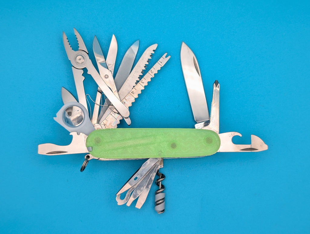 Custom Victorinox SwissChamp Firefly Green Glow in the Dark Knife Multi-Tool!