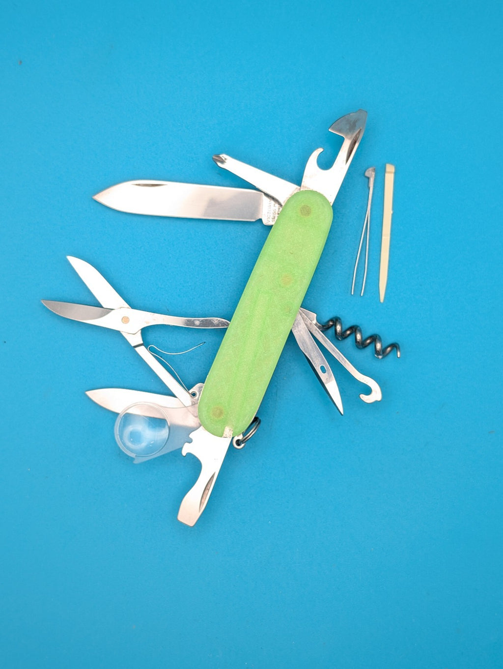 Custom Victorinox Explorer Firefly Green Glow in the Dark Swiss Army Knife! 91mm