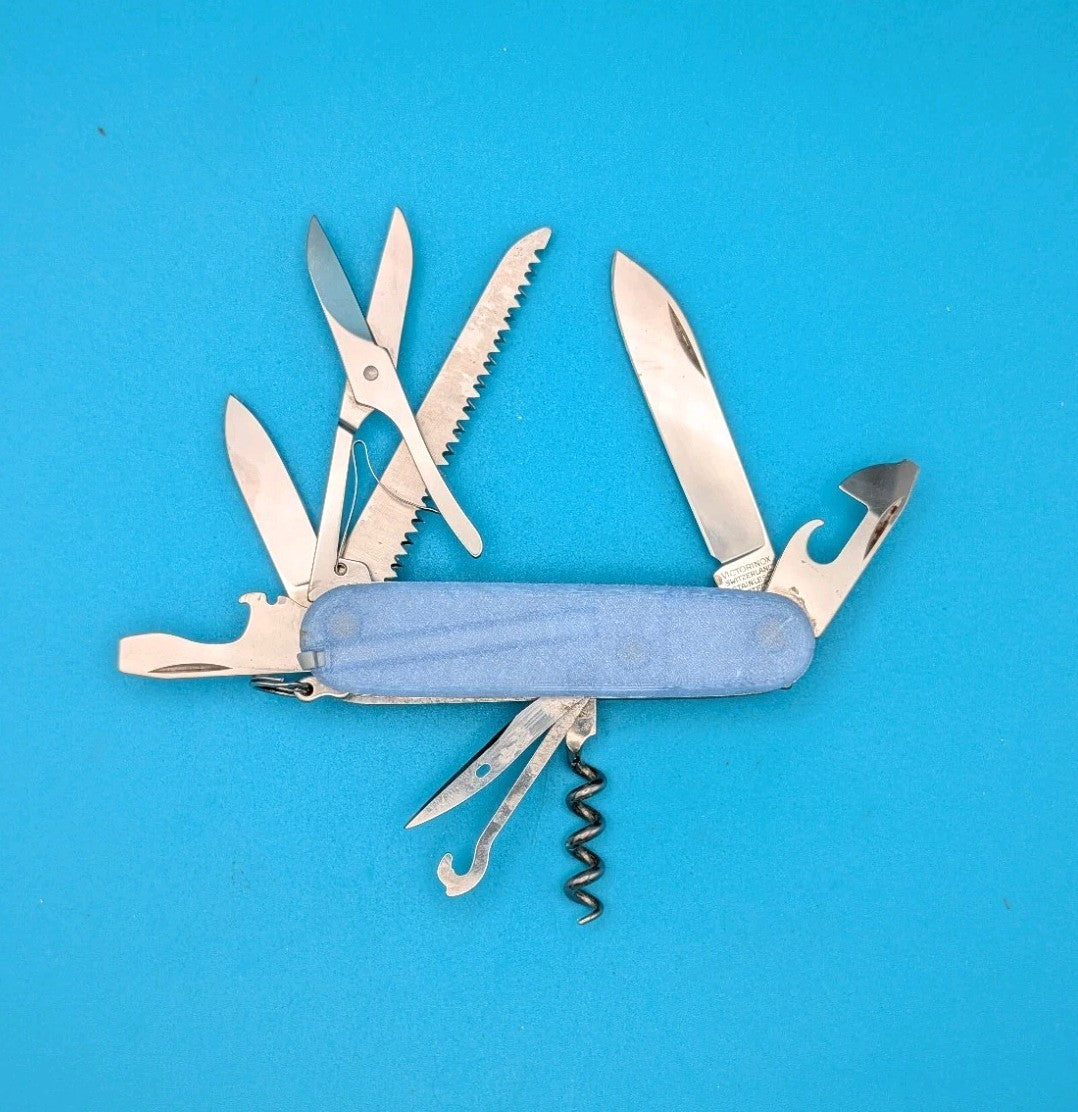 Custom Victorinox Huntsman Firefly Blue Glow in the Dark Swiss Army Knife! 91mm