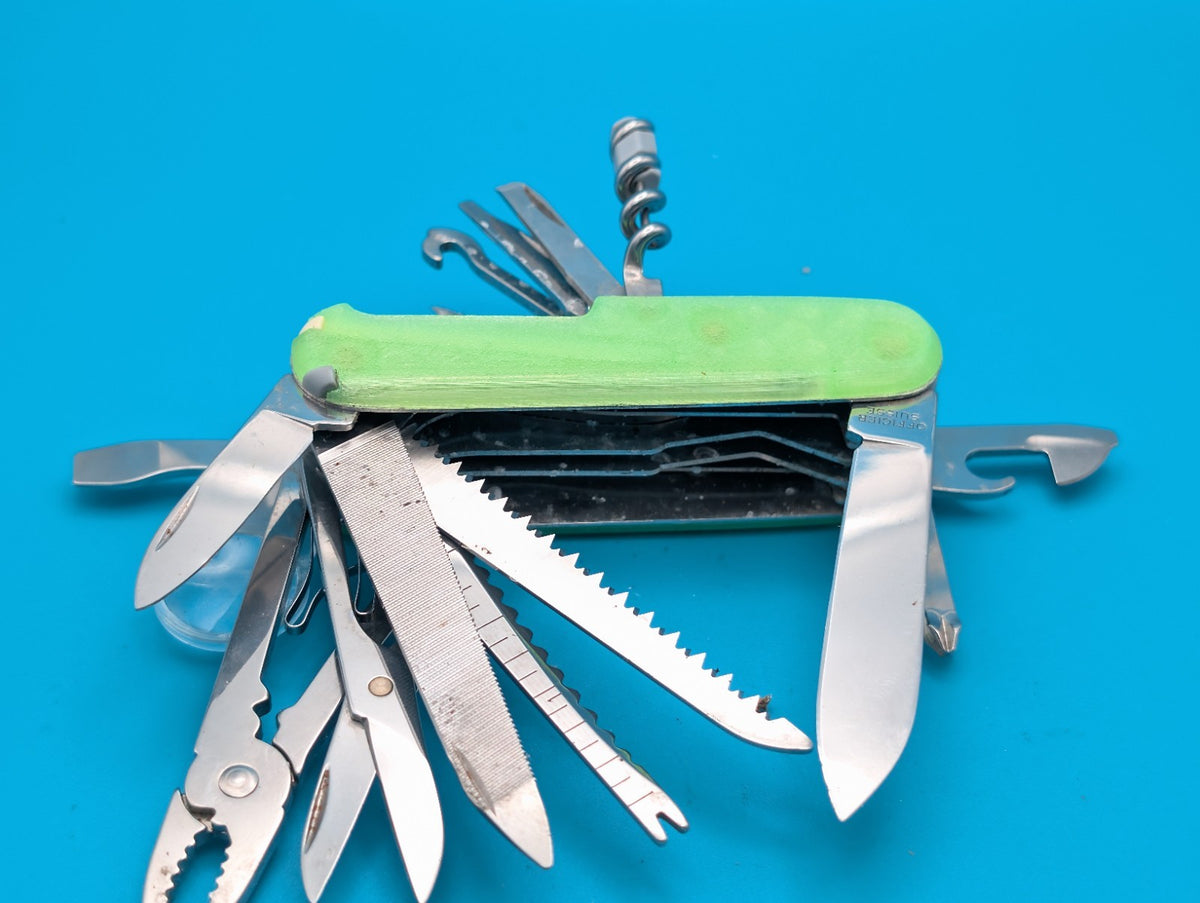 Custom Victorinox SwissChamp Firefly Green Glow in the Dark Knife Multi-Tool!