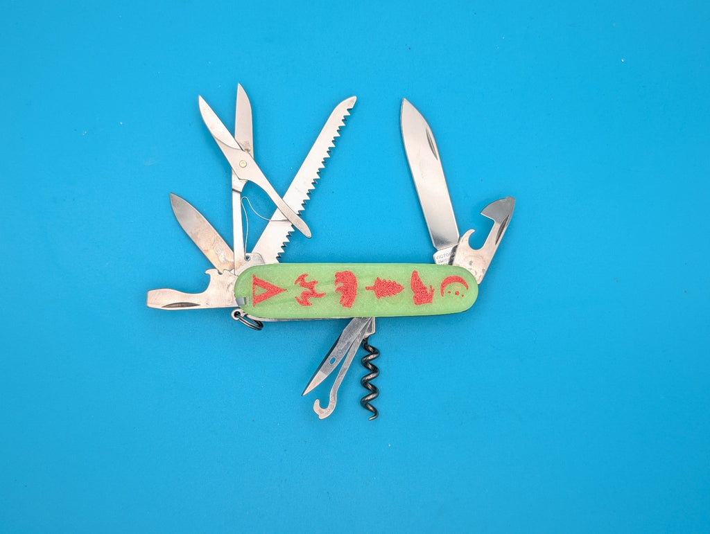 Custom Victorinox Huntsman Firefly Green Glow in the Dark Swiss Army Knife, 91mm