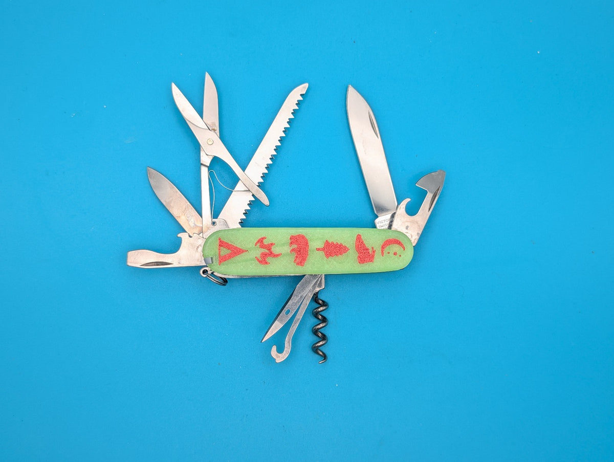 Custom Victorinox Huntsman Firefly Green Glow in the Dark Swiss Army Knife! 91mm