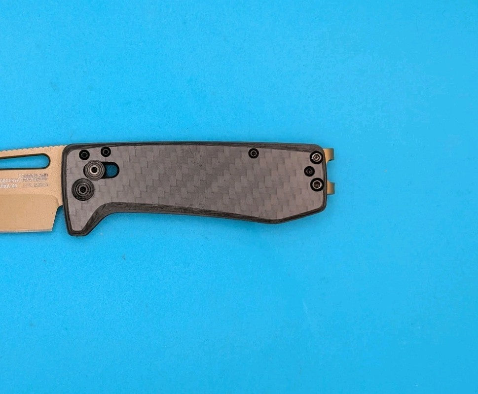 SOG Ultra Folding Knife 2⅞" Gold TiNi CPM S35VN Steel Blade Carbon Fiber Handle