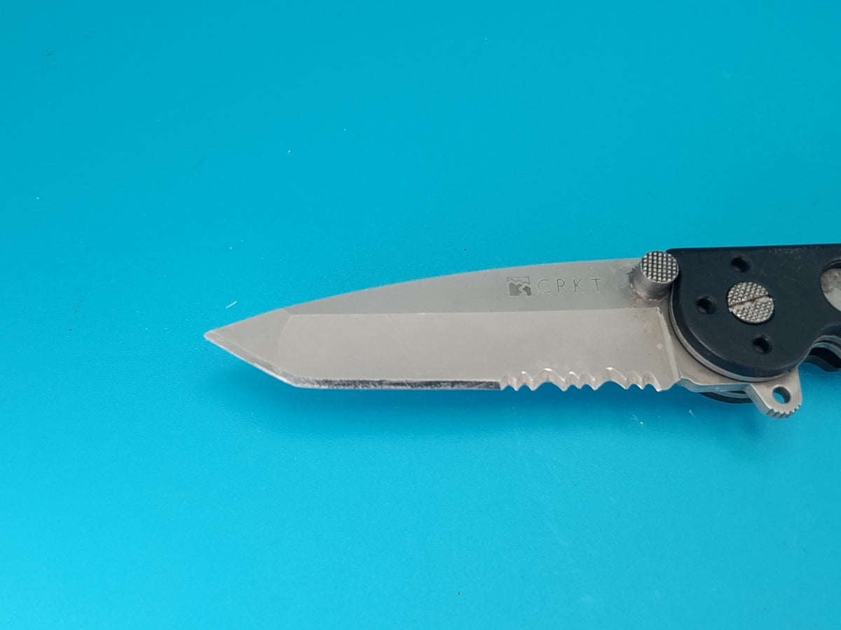 CRKT M16-12Z Black Handle Combo Edge Folding Pocket Knife!