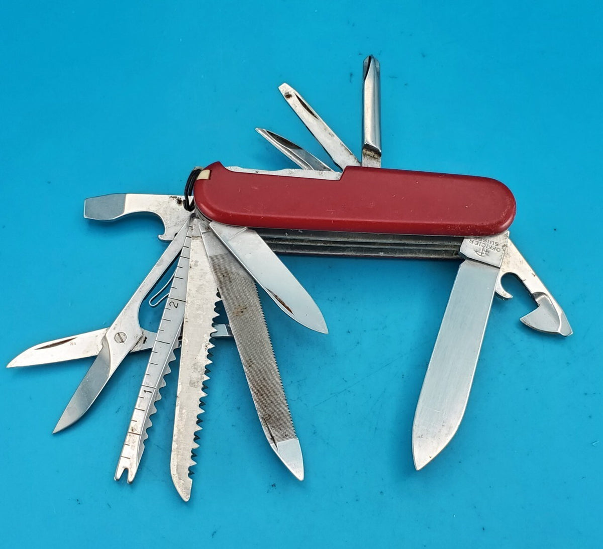 Vintage Victorinox Red Fisherman Plus Swiss Army Knife Multi Tool! RARE!
