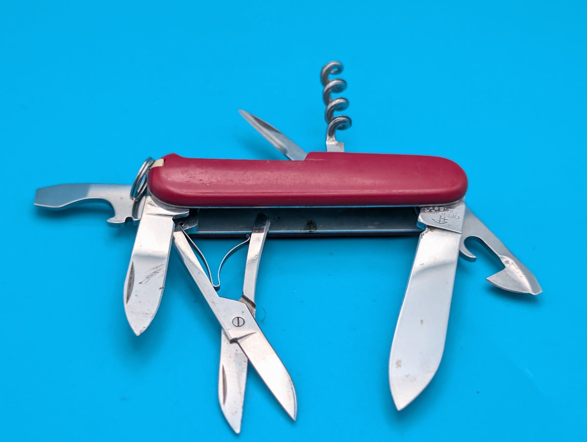 Vintage Victorinox 84mm Small Climber Swiss Army Knife Multi Tool! Red!