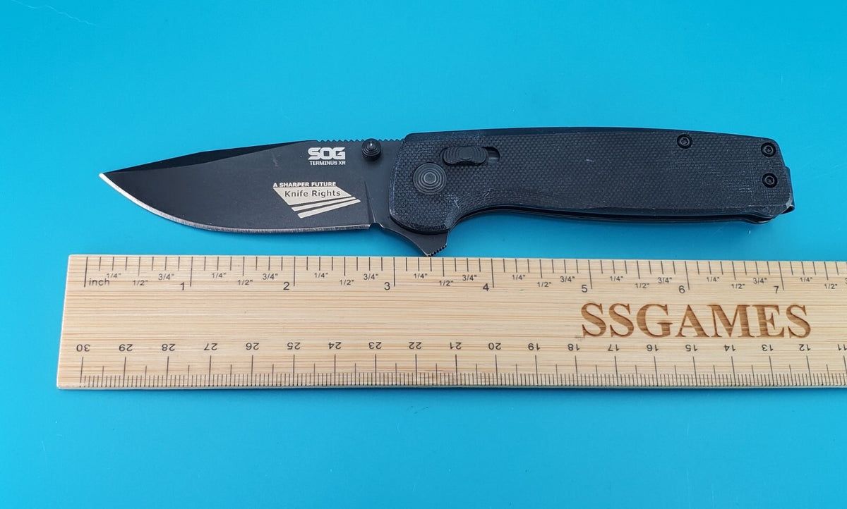 Sog Terminus XR 2.95" D2 Steel Blade Solid Black Folding Knife!