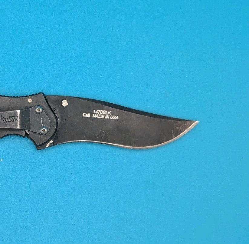 Retired Kershaw Storm 1470BLK Plain Edge Folding Pocket Knife! Black!