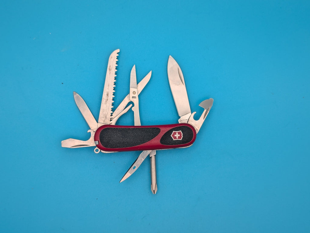 Victorinox Delemont EVOGRIP 18 Red & Black Swiss Army Knife Multi Tool!