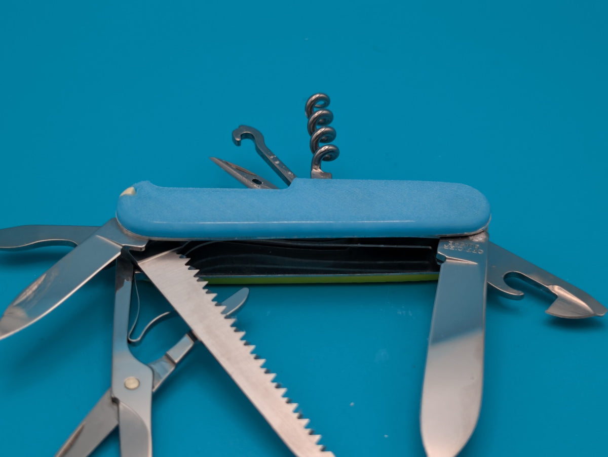 Custom Victorinox Huntsman Blue & Yellow Glow in the Dark Swiss Army Knife!