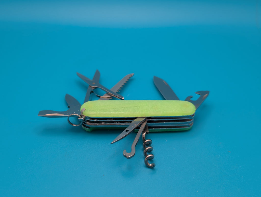 Custom Victorinox Huntsman Firefly Green Glow in the Dark Swiss Army Knife! 91mm