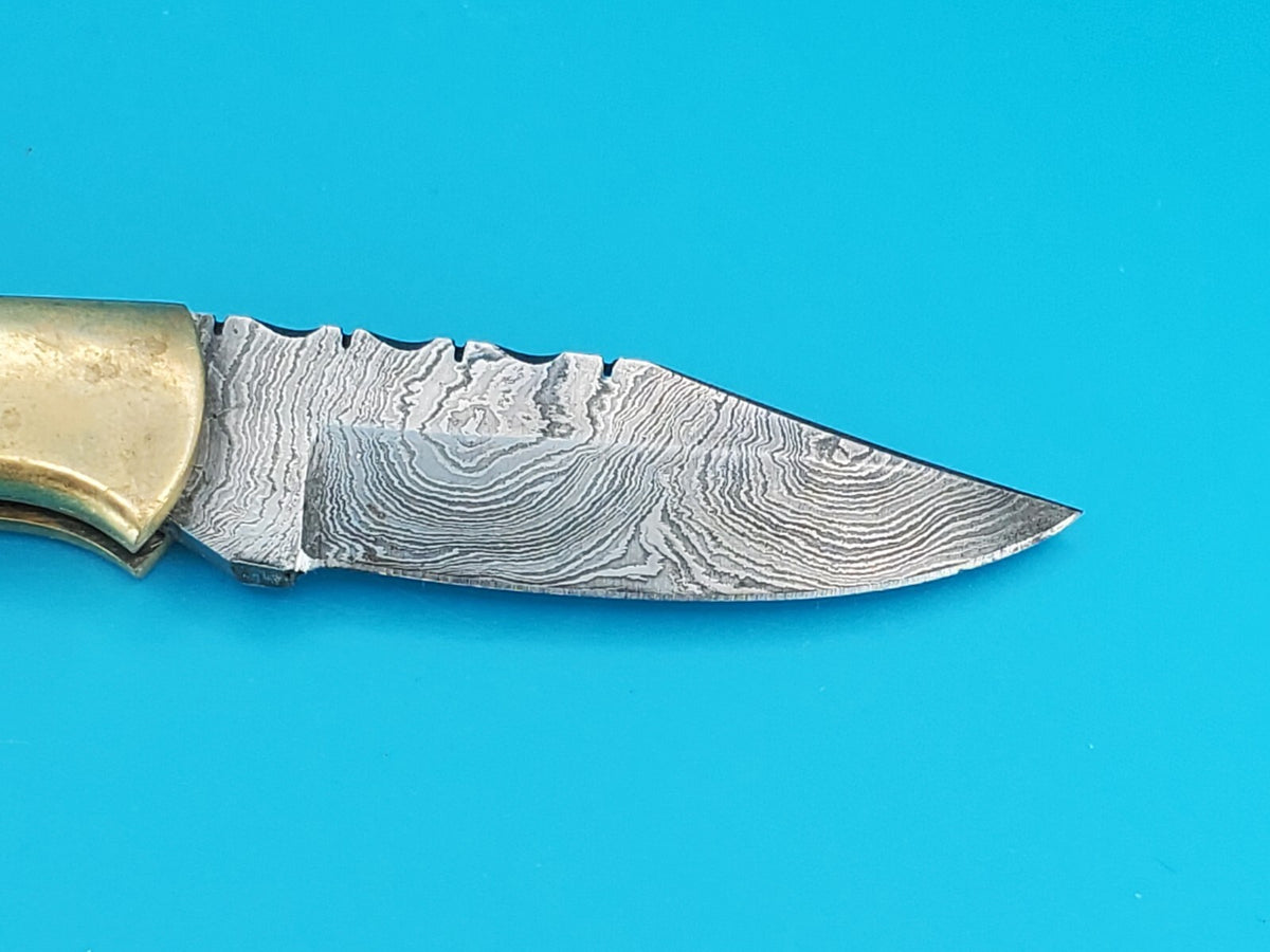 Smoky Mountain Blade Hand Forged Damascus Steel Plain Edge Folding Pocket Knife!