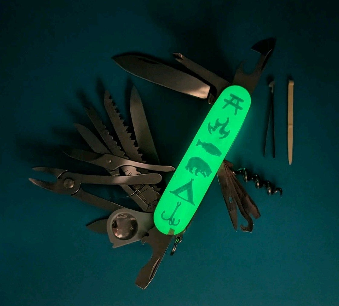 Custom Victorinox SwissChamp Glow in the Dark Knife Multi-Tool! *GREAT OUTDOORS*