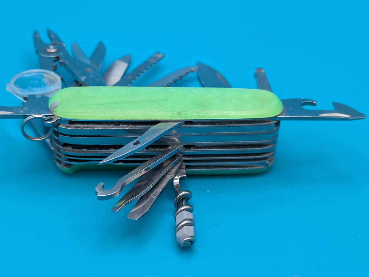 Custom Victorinox SwissChamp Firefly Green Glow in the Dark Knife Multi-Tool!