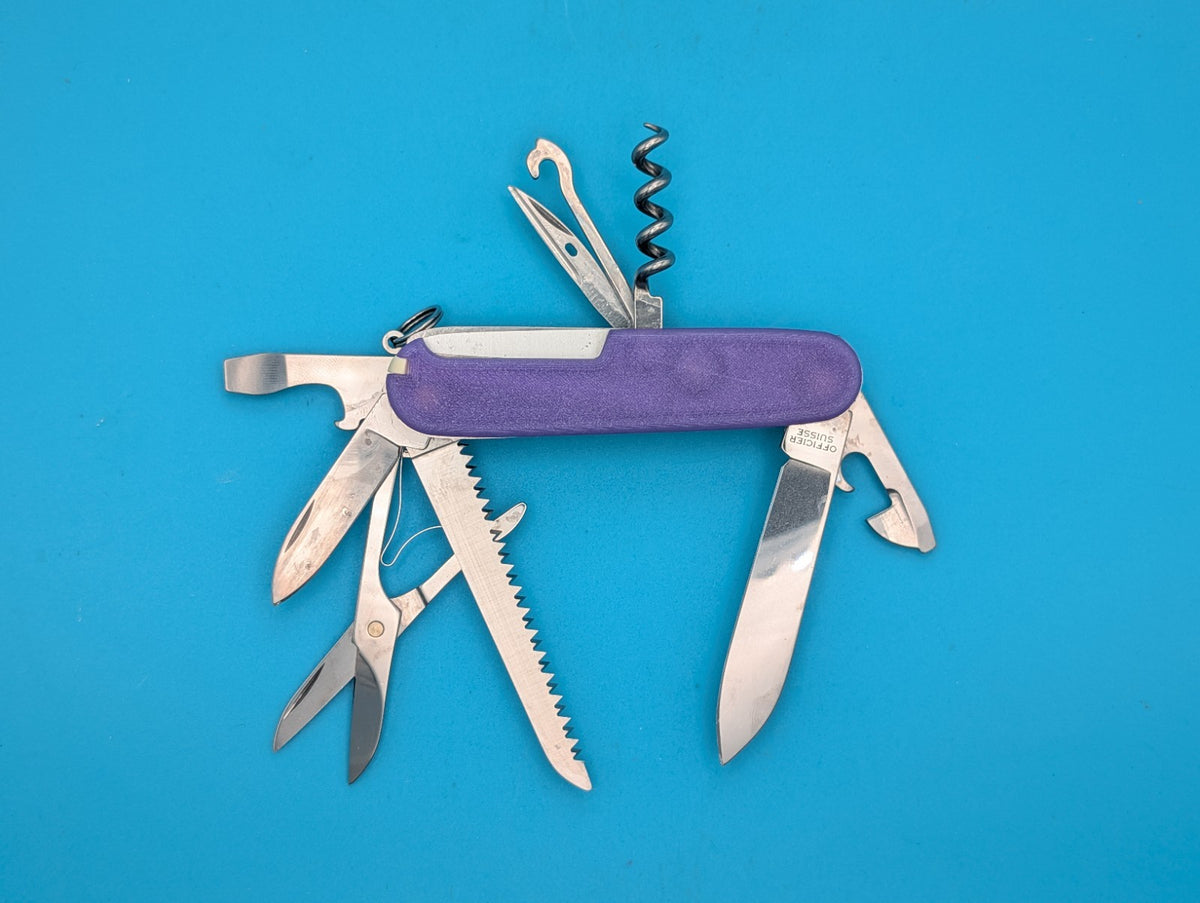 Custom Victorinox Huntsman Silver & Purple Swiss Army Knife Multi Tool!