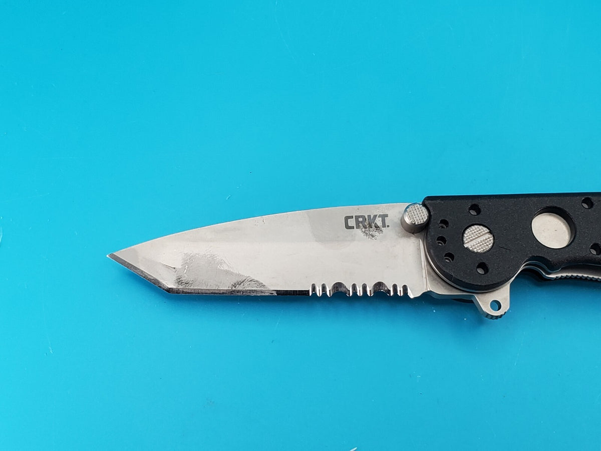 CRKT M16-12Z Black Handle Combo Edge Folding Pocket Knife!
