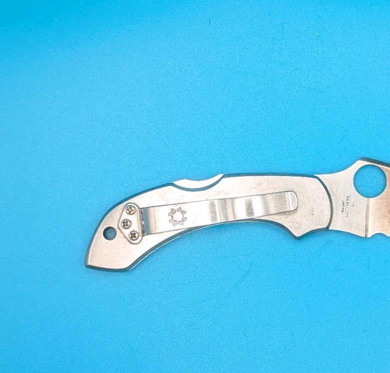 Spyderco Dragonfly Stainless Steel Handle ATS-55 Flower Engraved Pattern!
