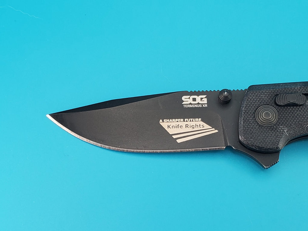 Sog Terminus XR 2.95" D2 Steel Blade Solid Black Folding Knife!