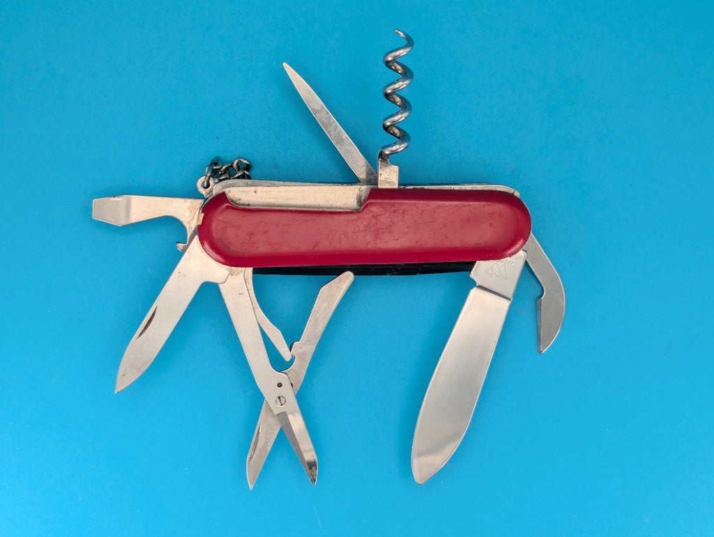 Wenger Spotlight Red Swiss Army Knife Multi Tool! With Working Flashlight!