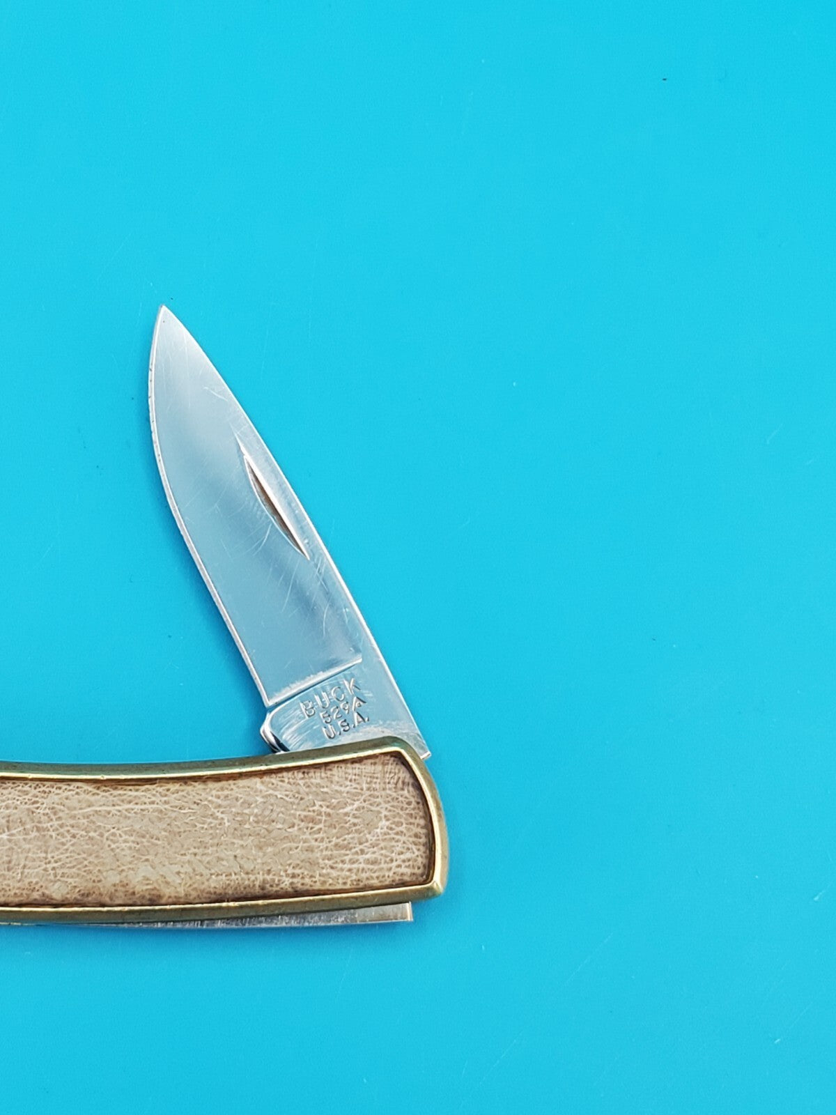 Vintage Buck 529A Buckskin Plain Edge Folding Pocket Knife! 1988