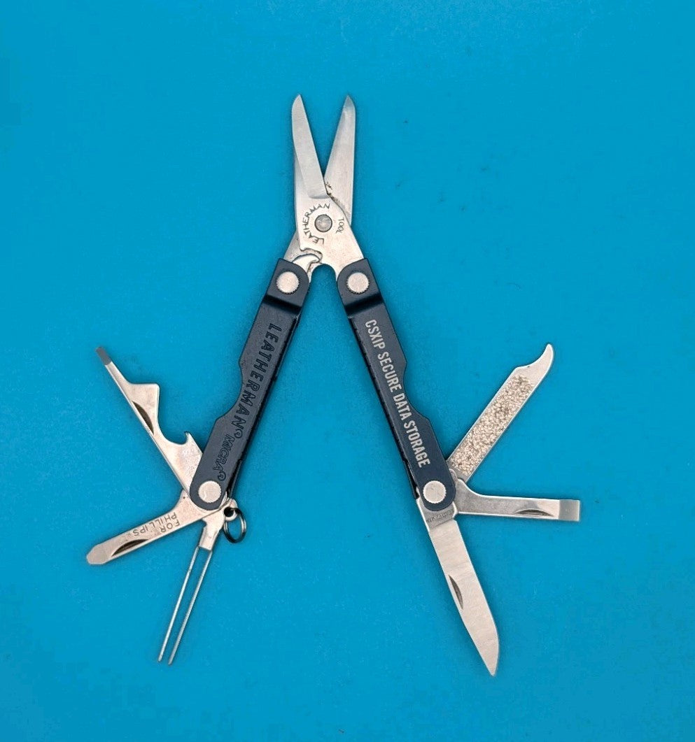 Leatherman Micra Multi-Tool, Knife, Scissors, Key Ring, Blue! CSXIP SECURE DATA