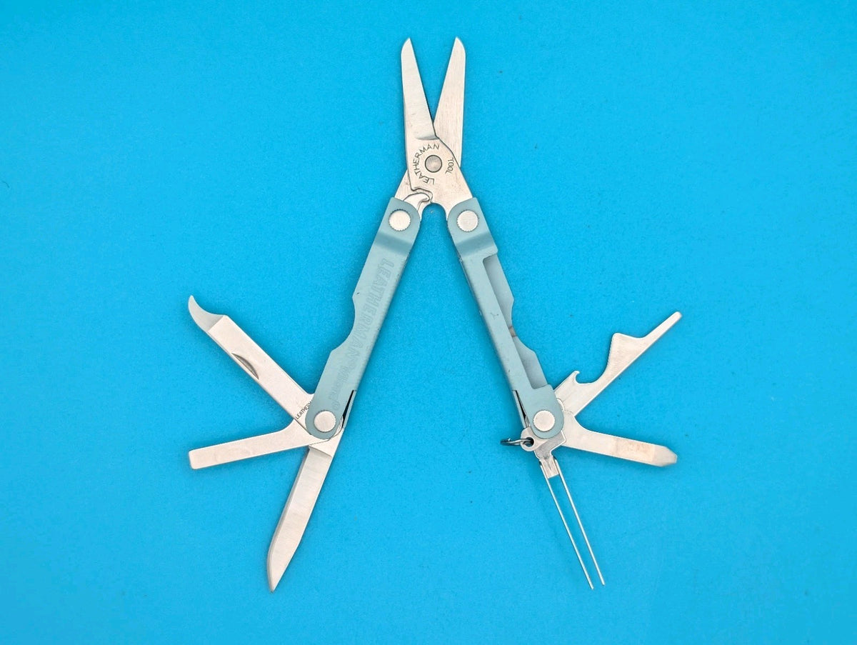 Custom Leatherman Micra Multi-Tool, Knife, Scissors, Key Ring, Teal! *SUNSHINE*