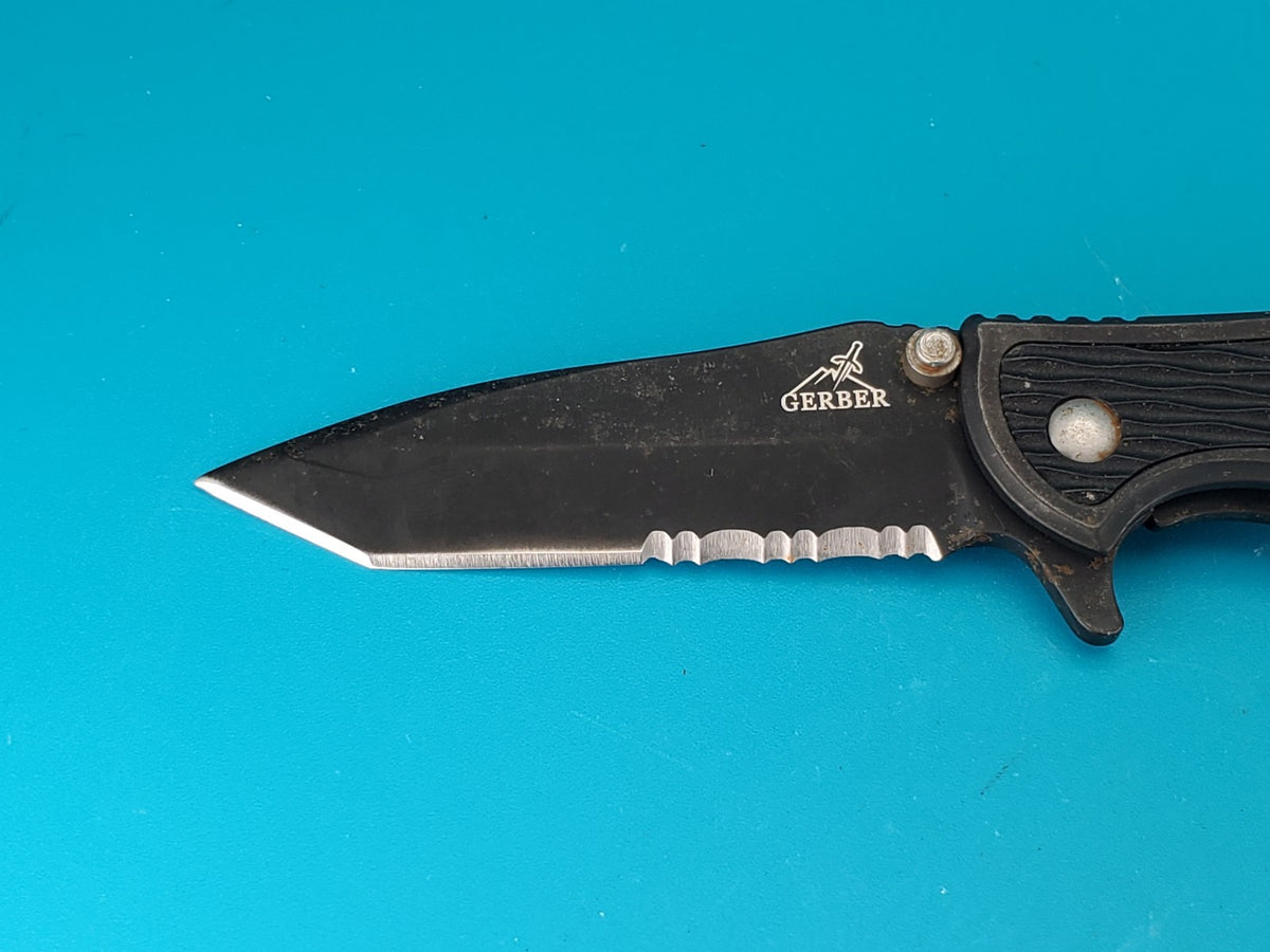 Gerber Torch I Frame Lock Plain Edge Blade Folding Pocket Knife! Black!