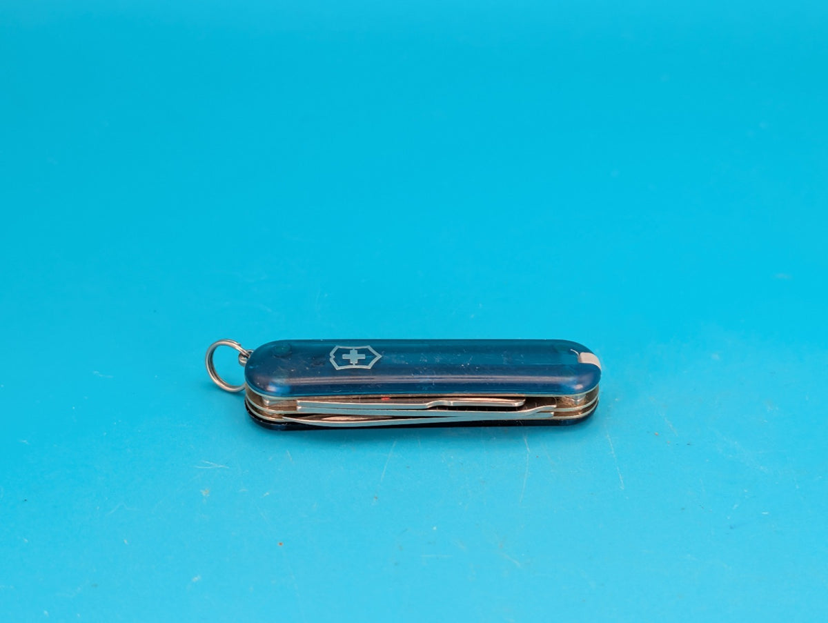 Victorinox Original MiniChamp Swiss Army Knife Multi Tool! Blue Translucent!
