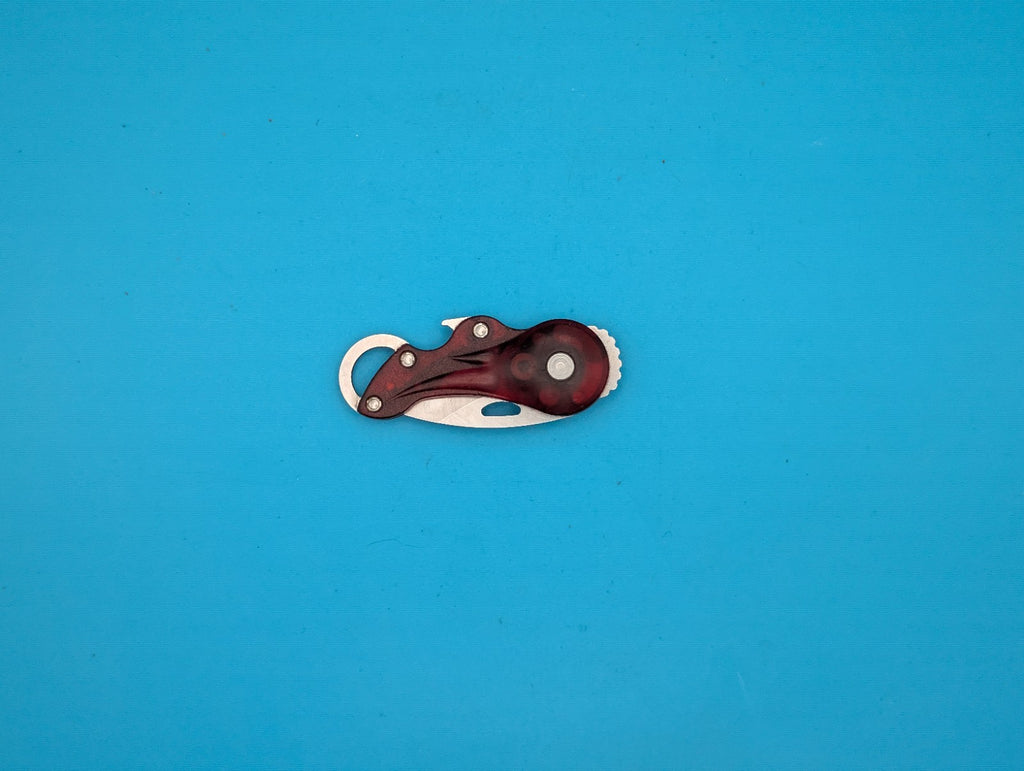 Vintage Buck 756 Transport Keychain Folding Knife Bottle Opener Red Handle! 2007