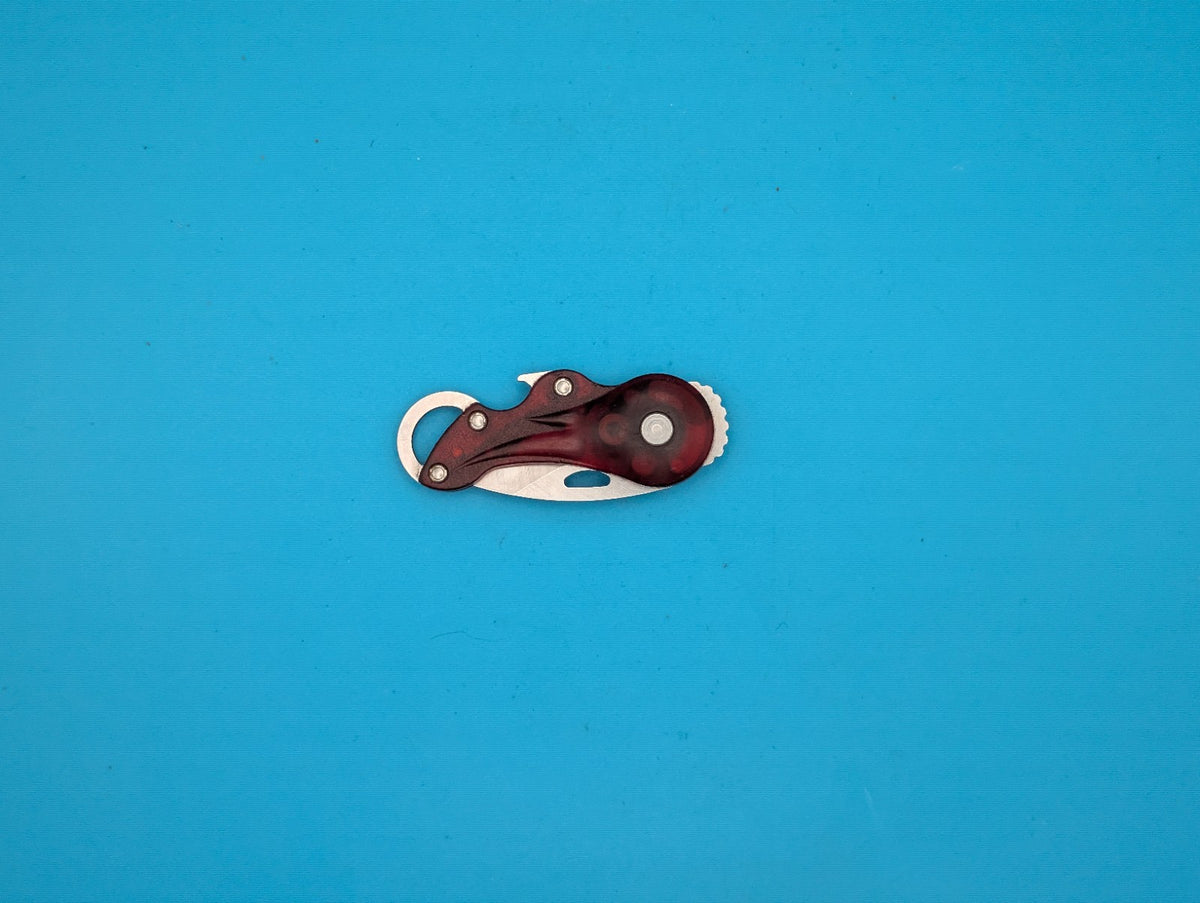 Vintage Buck 756 Transport Keychain Folding Knife Bottle Opener Red Handle! 2007