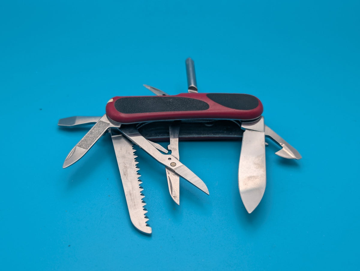 Victorinox Delemont EVOGRIP 18 Red & Black Swiss Army Knife Multi Tool!