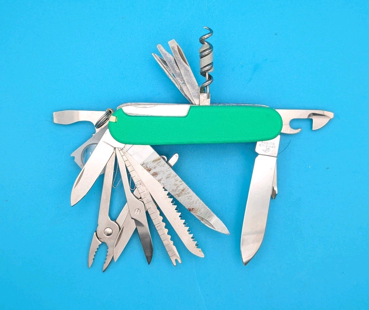 Custom Victorinox SwissChamp Blue & Green Swiss Army Knife Multi-Tool!