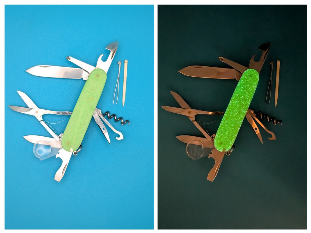 Custom Victorinox Explorer Firefly Green Glow in the Dark Swiss Army Knife! 91mm