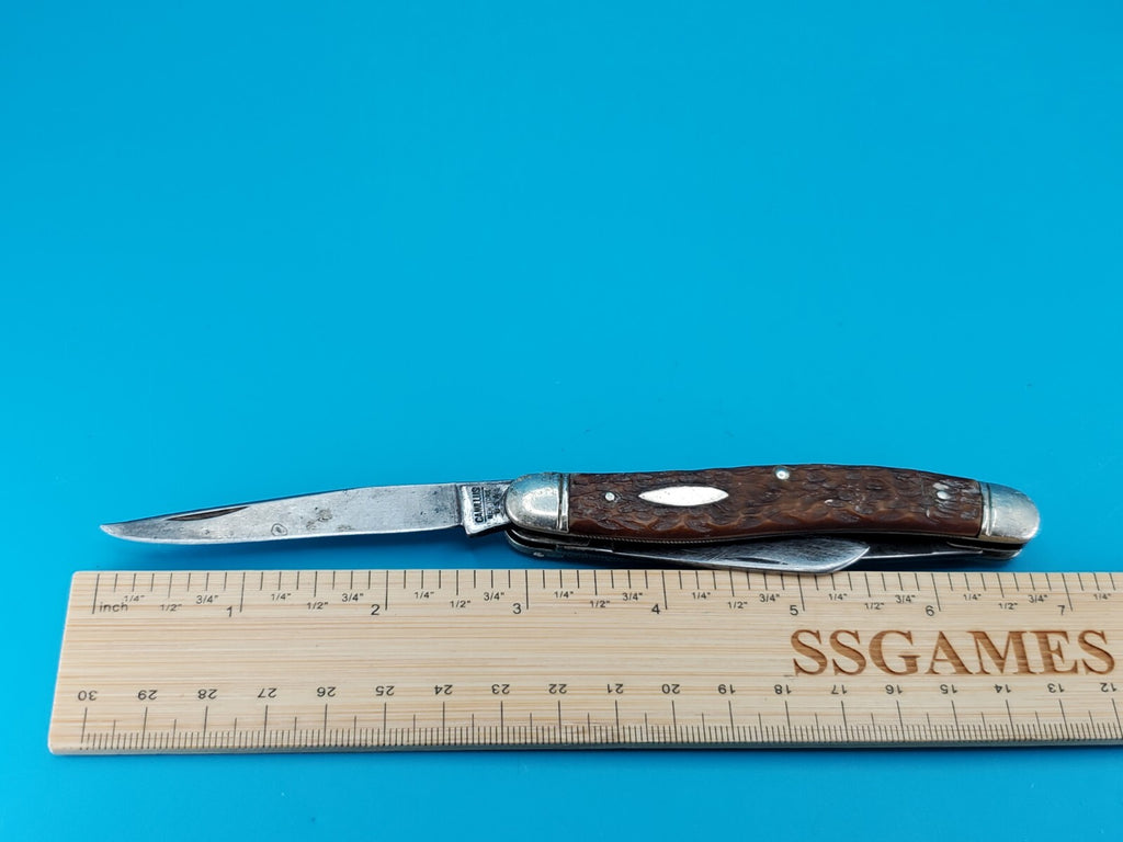Camillus New York USA #69 Premium Stock Knife Jigged Bovine Bone 1950’s Era