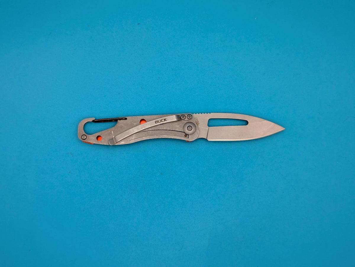 Rare Retired Buck 818 Apex Orange Handle Folding Pocket Knife!