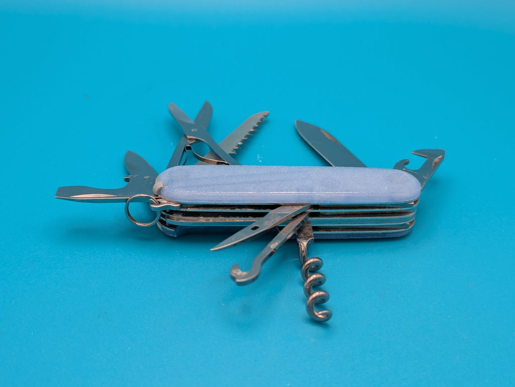 Custom Victorinox Huntsman Firefly Blue Glow in the Dark Swiss Army Knife! 91mm