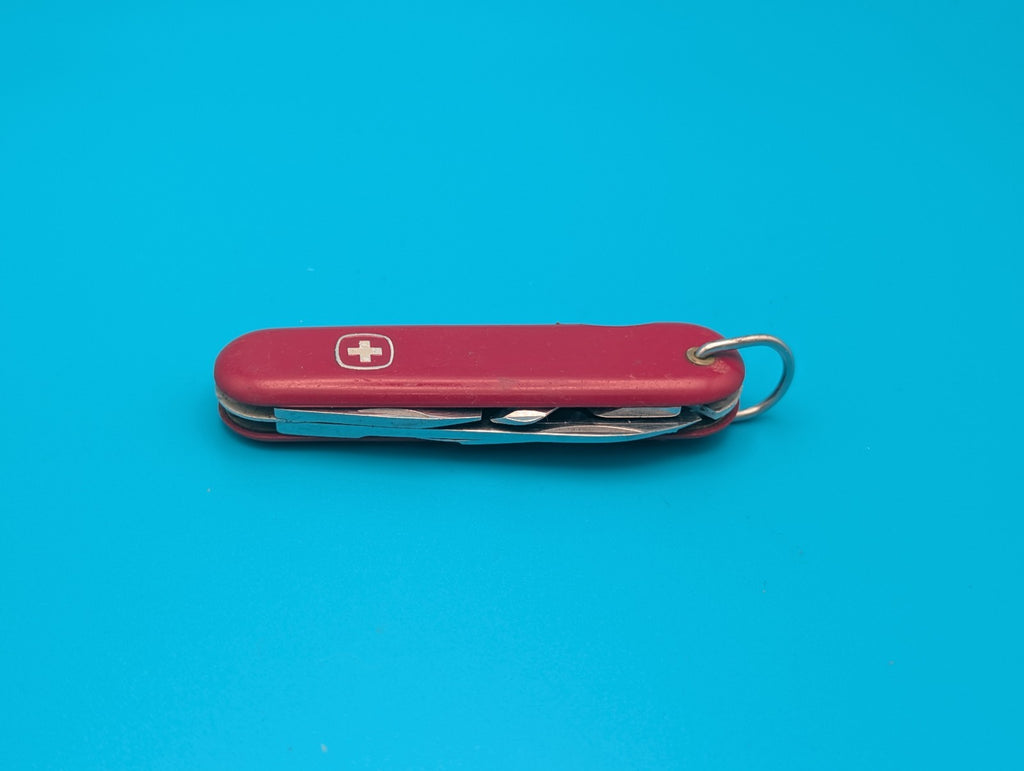 Vintage Wenger Red Swiss Army Knife Multi Tool with Dog Can Leg Opener