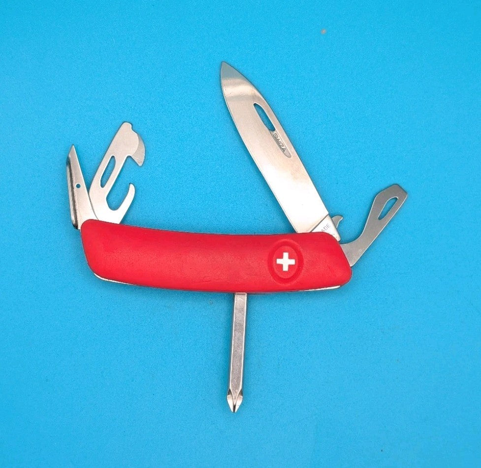 Swiza D16-123 Swiss Pocket Knife Stainless Steel Blades OD Red Synthetic Handle