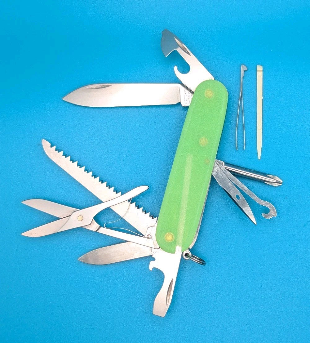 Custom Victorinox Fieldmaster Firefly Green Glow in the Dark Swiss Army Knife!