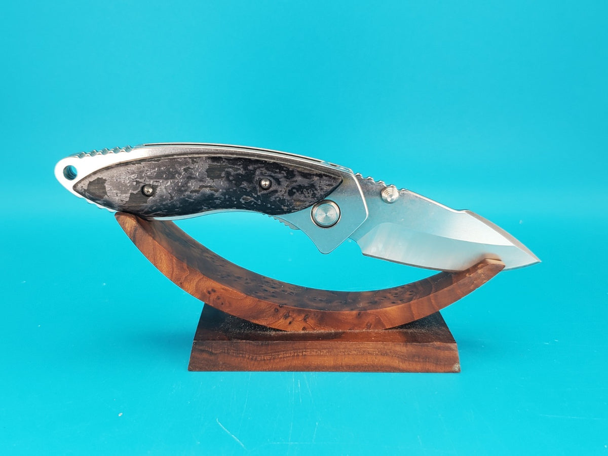 Buck Knife 270 Alpha Dorado Charcoal Birch Wood Handle Liner Lock Pocket Knife!