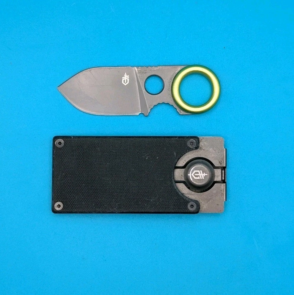 Gerber GDC Money Clip Knife Finger Loop EDC Credit Card Holder G10