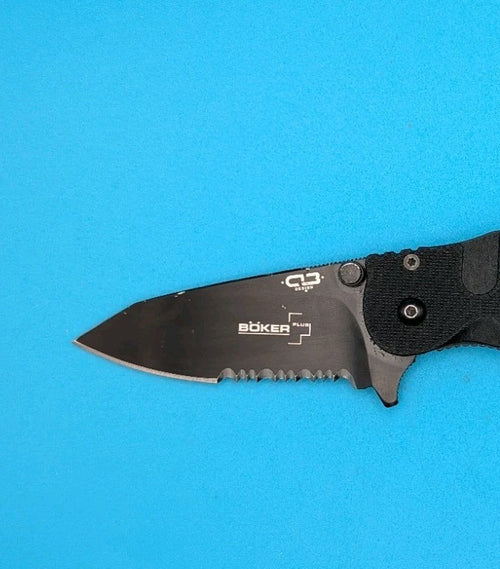 Boker Plus Trance AUS-8 Combo Blade All Black Folding Pocket Knife!