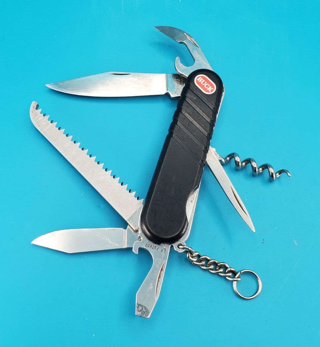 Black Wenger SwissBuck Trekker Swiss Army Knife Multi Tool!
