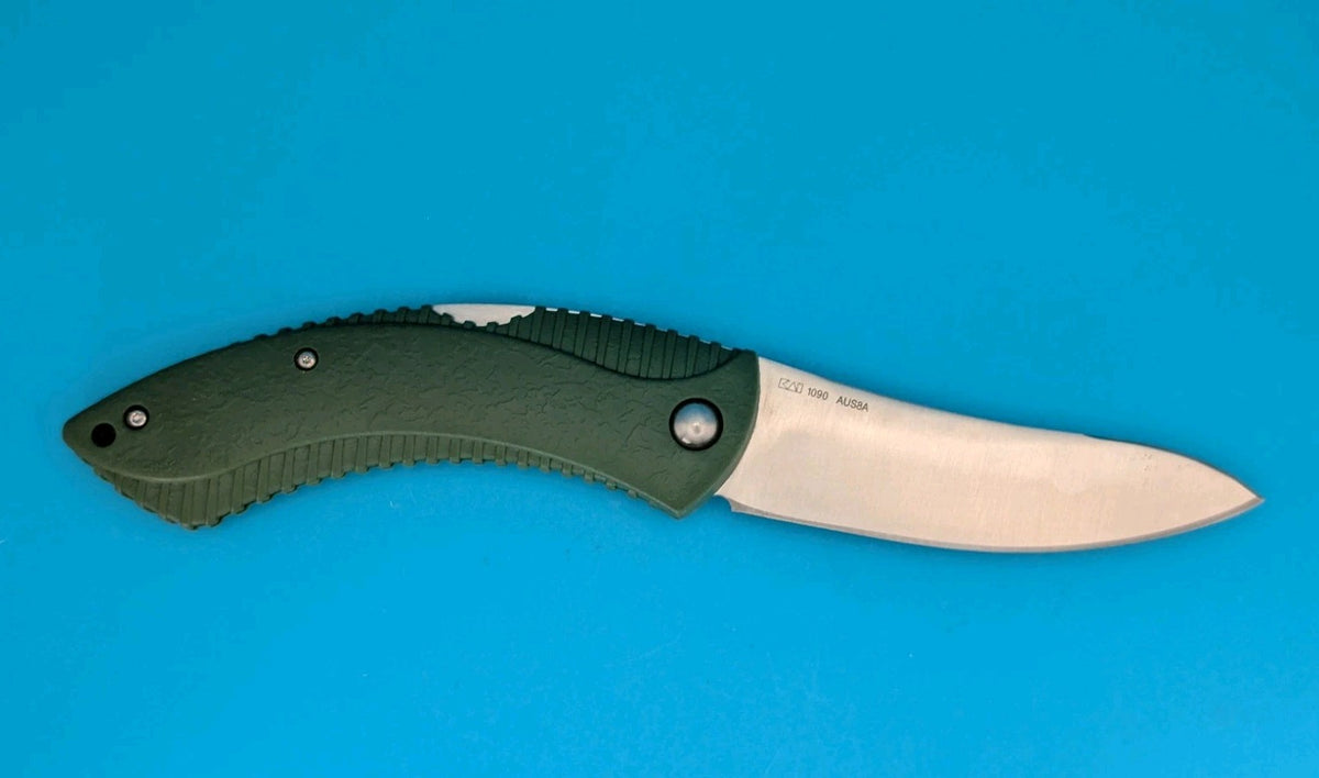 Vintage Kershaw Northside Hunter Green 1090 AUS-8A Folding Knife! With Sheath!