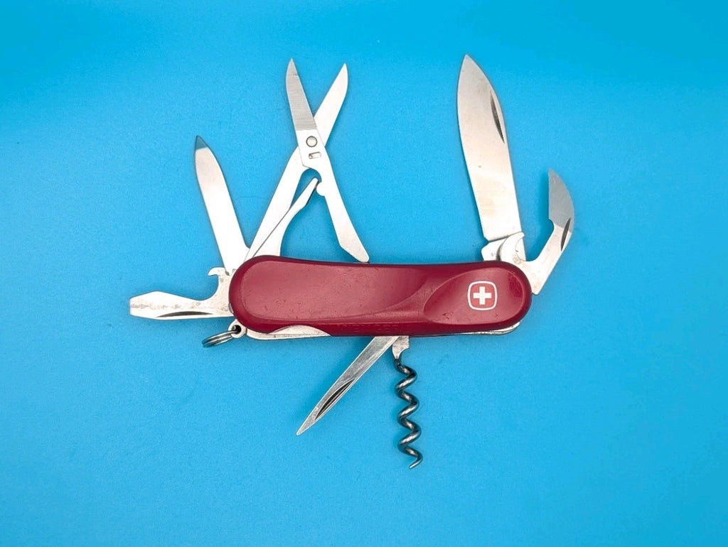 Vintage Wenger EVO 14 Red Swiss Army Knife Multi Tool!