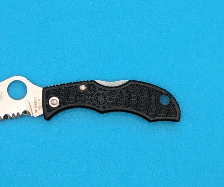 Spyderco Ladybug Black Handle Serrated Edge Lockback Folding Pocket Knife!