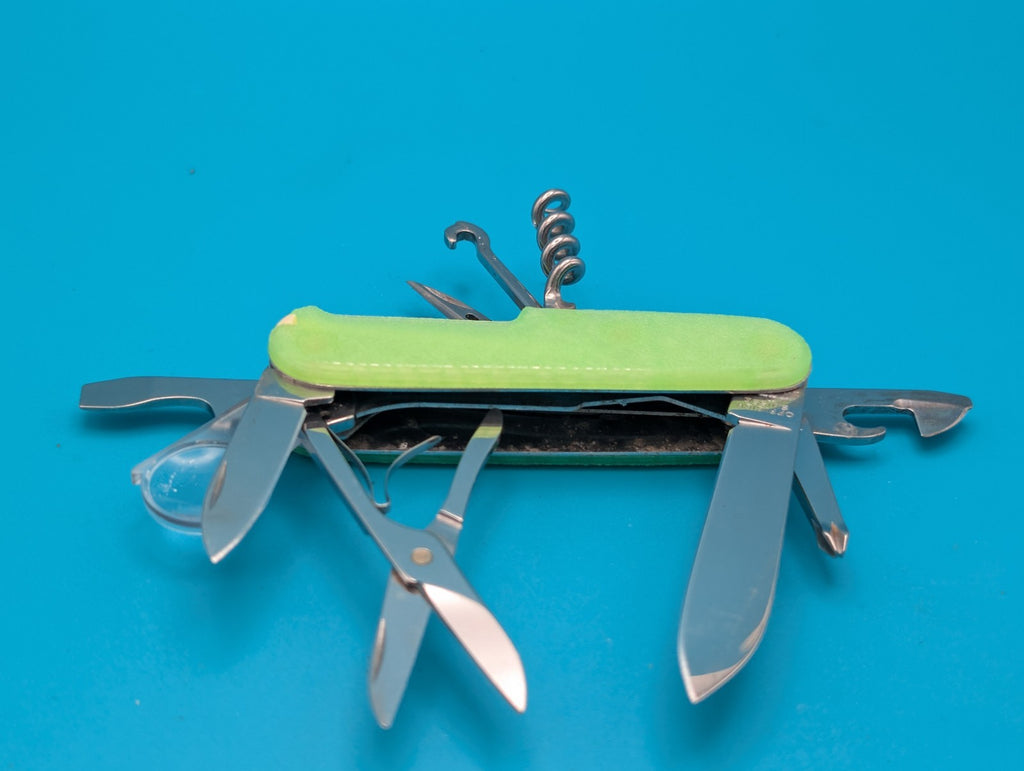 Custom Victorinox Explorer Firefly Green Glow in the Dark Swiss Army Knife! 91mm