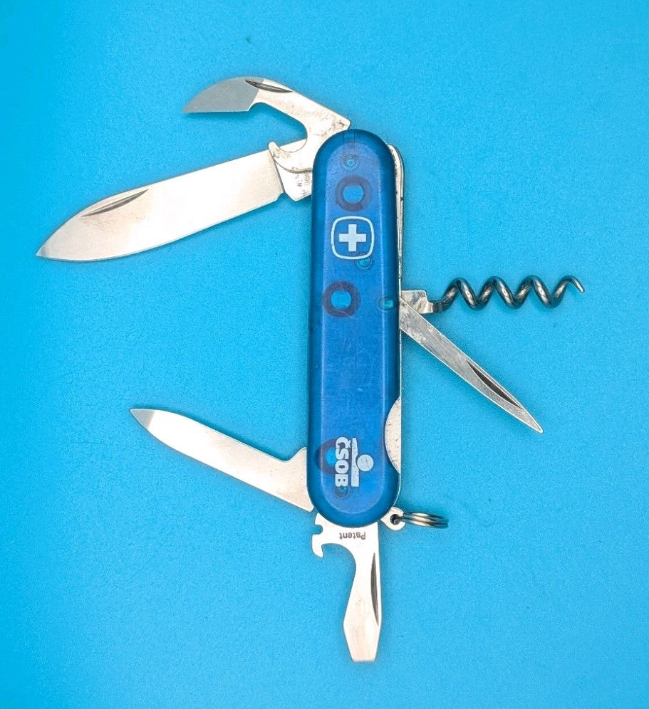 Wenger Commander Blue Translucent Swiss Army Knife Multi Tool!